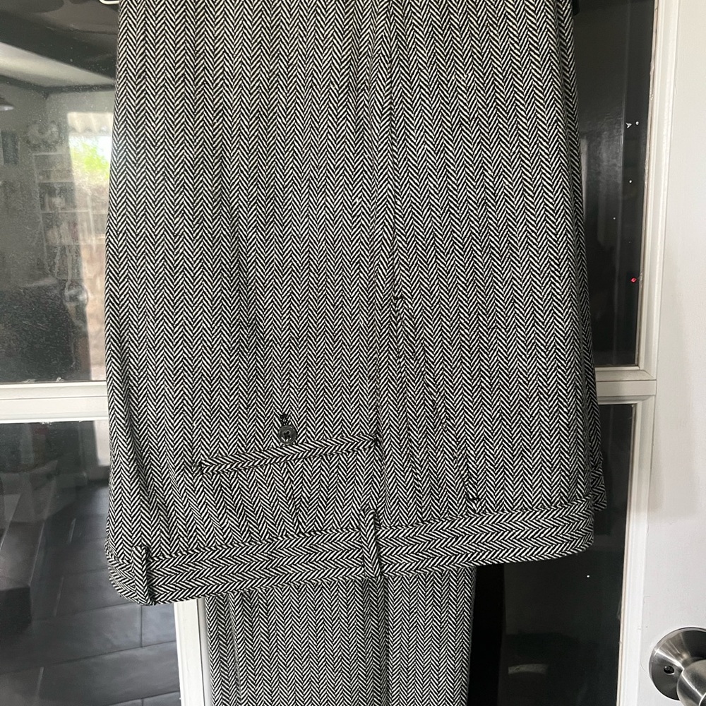 Classic Black and White Herringbone Suit